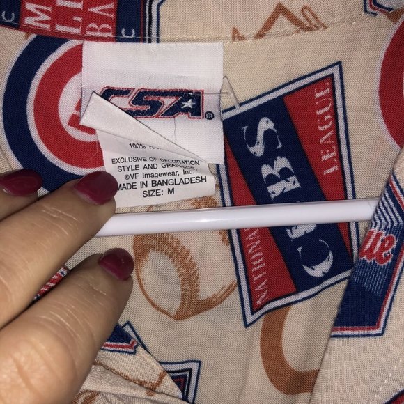 CSA Cubs MLB Button Down Rayon Hawaiian Style Shirt Medium - Picture 4 of 8